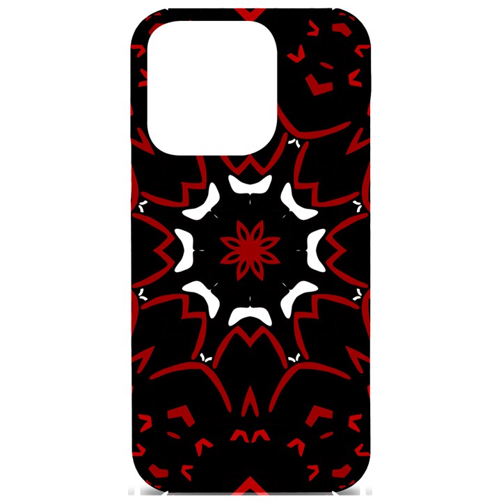 Red Shapes Mandala   iPhone 15 Pro Black UV Print PC Hardshell Case