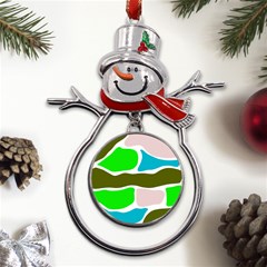 Geometric Bricks    Metal Snowman Ornament