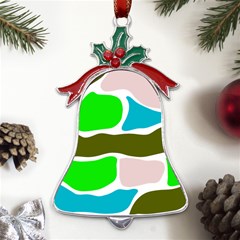 Geometric Bricks    Metal Holly Leaf Bell Ornament