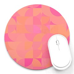 Geometric Pink Ocean  Round Mousepad