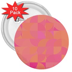 Geometric Pink Ocean  3  Buttons (10 Pack) 