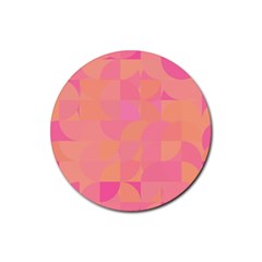 Geometric Pink Ocean  Rubber Round Coaster (4 Pack)