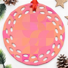 Geometric Pink Ocean  Ornament (round Filigree)