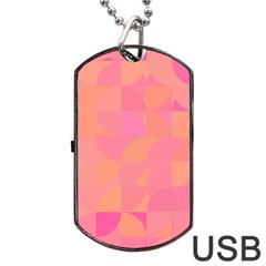 Geometric Pink Ocean  Dog Tag Usb Flash (one Side)