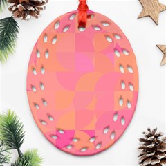 Geometric Pink Ocean  Oval Filigree Ornament (two Sides)