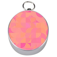 Geometric Pink Ocean  Silver Compasses