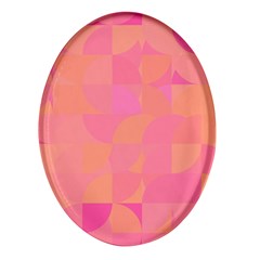 Geometric Pink Ocean  Oval Glass Fridge Magnet (4 Pack) by ConteMonfrey