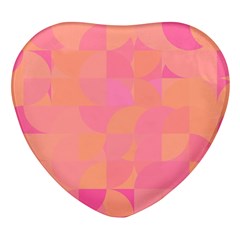 Geometric Pink Ocean  Heart Glass Fridge Magnet (4 Pack)