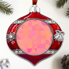 Geometric Pink Ocean  Metal Snowflake And Bell Red Ornament