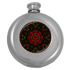 Purple, Blue And Pink Eyes Abstract Forms Geometric Round Hip Flask (5 Oz)