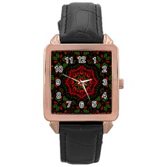 Purple, Blue And Pink Eyes Abstract Forms Geometric Rose Gold Leather Watch 