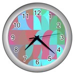 Geometric Ocean Purple Blue Pink Wall Clock (Silver) Front