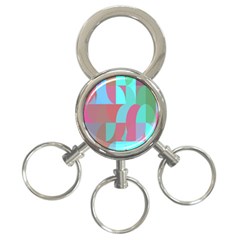 Geometric Ocean Purple Blue Pink 3-ring Key Chain