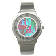 Geometric Ocean Purple Blue Pink Stainless Steel Watch