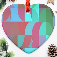 Geometric Ocean Purple Blue Pink Heart Ornament (two Sides)