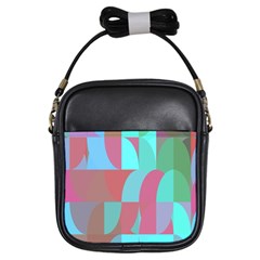 Geometric Ocean Purple Blue Pink Girls Sling Bag