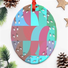 Geometric Ocean Purple Blue Pink Ornament (oval Filigree)