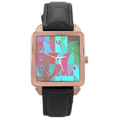 Geometric Ocean Purple Blue Pink Rose Gold Leather Watch 