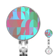 Geometric Ocean Purple Blue Pink Stainless Steel Nurses Watch