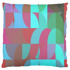 Geometric Ocean Purple Blue Pink Large Premium Plush Fleece Cushion Case (one Side)