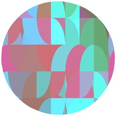 Geometric Ocean Purple Blue Pink Wooden Puzzle Round