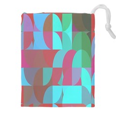 Geometric Ocean Purple Blue Pink Drawstring Pouch (4xl)