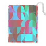 Geometric Ocean Purple Blue Pink Drawstring Pouch (4XL) Front