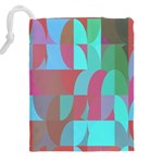 Geometric Ocean Purple Blue Pink Drawstring Pouch (4XL) Back