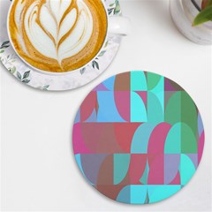 Geometric Ocean Purple Blue Pink Uv Print Round Tile Coaster