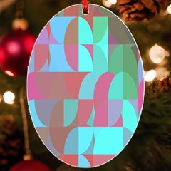 Geometric Ocean Purple Blue Pink Uv Print Acrylic Ornament Oval