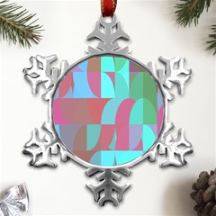 Geometric Ocean Purple Blue Pink Metal Small Snowflake Ornament