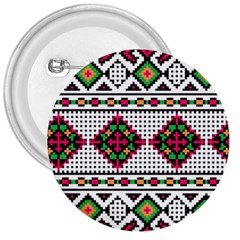 Ukrainian Folk Seamless Pattern Ethnic Ornament Border Element Traditional 3  Buttons