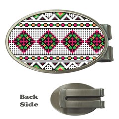 Ukrainian Folk Seamless Pattern Ethnic Ornament Border Element Traditional Money Clips (oval) 