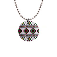 Ukrainian Folk Seamless Pattern Ethnic Ornament Border Element Traditional 1  Button Necklace