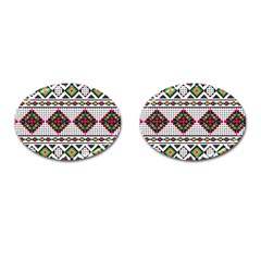 Ukrainian Folk Seamless Pattern Ethnic Ornament Border Element Traditional Cufflinks (oval)