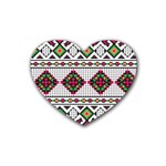 Ukrainian Folk Seamless Pattern Ethnic Ornament Border Element Traditional Rubber Coaster (Heart) Front