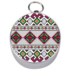 Ukrainian Folk Seamless Pattern Ethnic Ornament Border Element Traditional Silver Compasses by Grandong