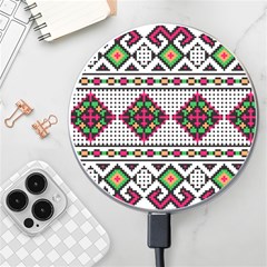 Ukrainian Folk Seamless Pattern Ethnic Ornament Border Element Traditional Wireless Fast Charger(white)