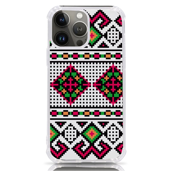 Ukrainian Folk Seamless Pattern Ethnic Ornament Border Element Traditional iPhone 13 Pro Max TPU UV Print Case