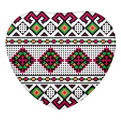 Ukrainian Folk Seamless Pattern Ethnic Ornament Border Element Traditional Heart Glass Fridge Magnet (4 Pack)