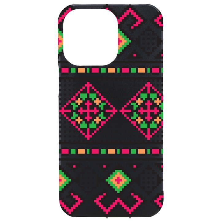 Ukrainian Folk Seamless Pattern Ethnic Ornament Border Element Traditional iPhone 15 Pro Max Black UV Print PC Hardshell Case