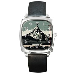 Mountains Square Metal Watch