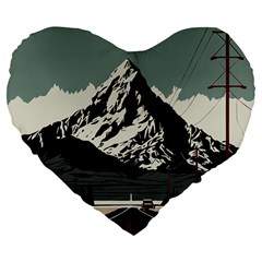 Mountains Large 19  Premium Heart Shape Cushions by Salmanaz77