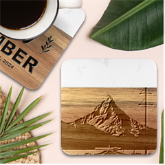 Mountains Marble Wood Coaster (square)