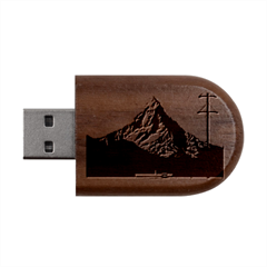 Mountains Wood Oval Usb Flash Drive by Salmanaz77