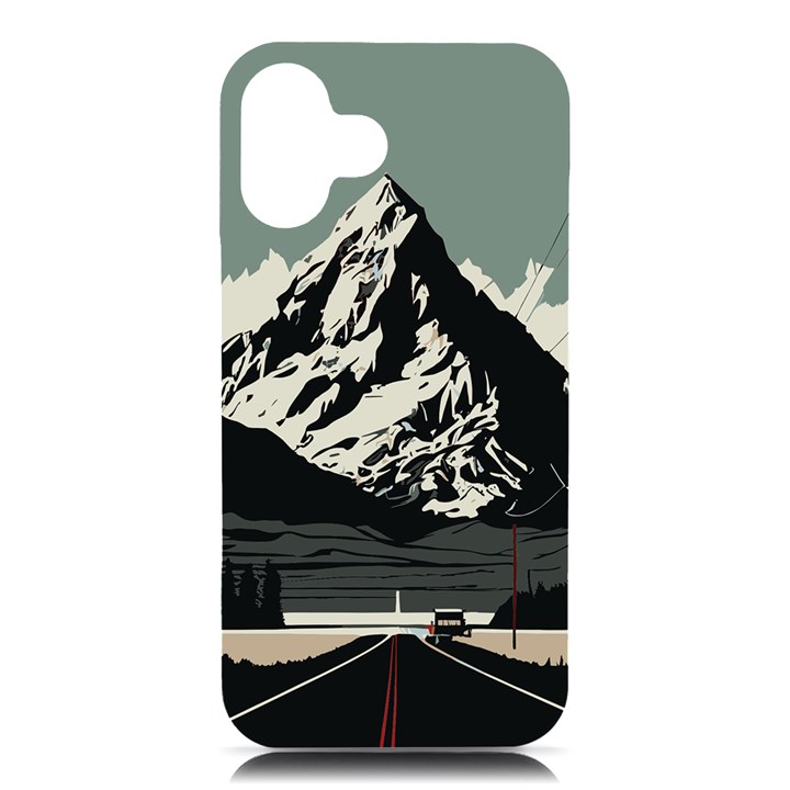 Mountains iPhone 16 Plus Black UV Print PC Hardshell Case