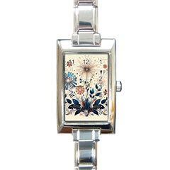 Flowers Bloom Blossom Flora Modern Rectangle Italian Charm Watch