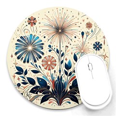 Flowers Bloom Blossom Flora Modern Round Mousepad