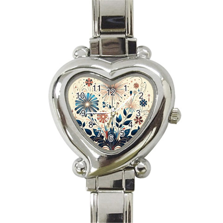 Flowers Bloom Blossom Flora Modern Heart Italian Charm Watch