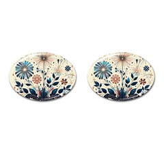 Flowers Bloom Blossom Flora Modern Cufflinks (oval)